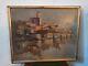 Painting. Oil On Wood. Lakeside/fluvial Village Landscape. Early 20th Century. To Be Identified.
