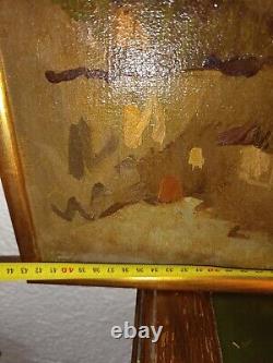 Painting. Oil on Wood. Lakeside/Fluvial Village Landscape. Early 20th Century. To be Identified.