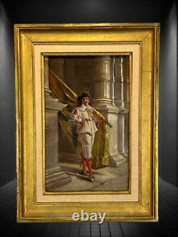 Painting / Oil on Wood Panel / Gentleman Carrying a Flag