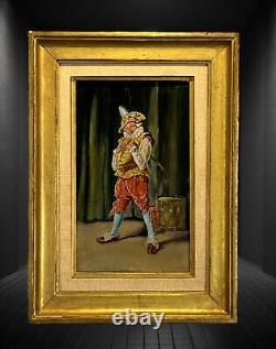 Painting / Oil on Wood Panel Gentleman at the Drum Framed