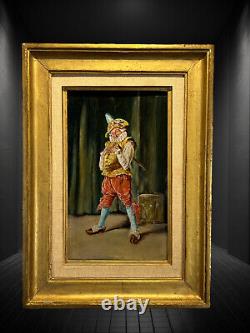 Painting / Oil on Wood Panel Gentleman at the Drum Framed