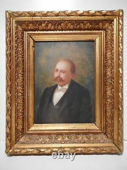 Painting Old Painting 19 Century Portrait Bust Mustachioed Man