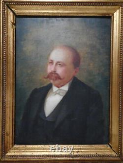 Painting Old Painting 19 Century Portrait Bust Mustachioed Man