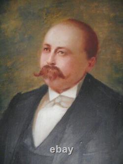 Painting Old Painting 19 Century Portrait Bust Mustachioed Man