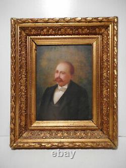 Painting Old Painting 19 Century Portrait Bust Mustachioed Man