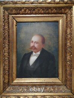 Painting Old Painting 19 Century Portrait Bust Mustachioed Man