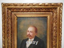 Painting Old Painting 19 Century Portrait Bust Mustachioed Man