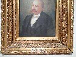 Painting Old Painting 19 Century Portrait Bust Mustachioed Man