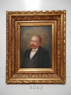 Painting Old Painting 19 Century Portrait Bust Mustachioed Man