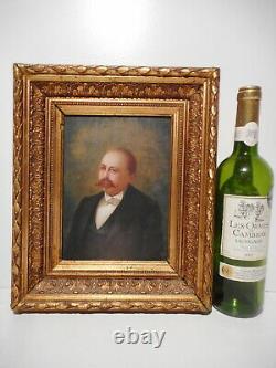 Painting Old Painting 19 Century Portrait Bust Mustachioed Man