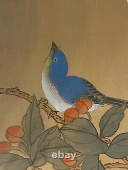 Painting On Silk & Japan & Bird & Flowers & Asian & Frame & Japanese