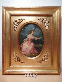 Painting Painting 19 Century Old Woman Madame Dugazon Actress Singer