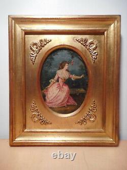 Painting Painting 19 Century Old Woman Madame Dugazon Actress Singer