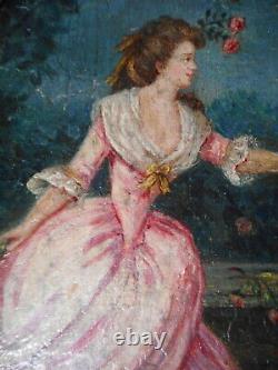 Painting Painting 19 Century Old Woman Madame Dugazon Actress Singer