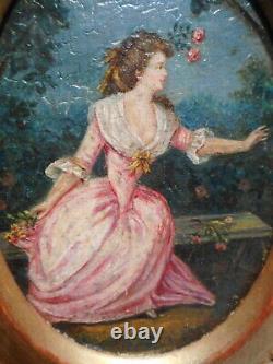 Painting Painting 19 Century Old Woman Madame Dugazon Actress Singer