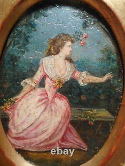 Painting Painting 19 Century Old Woman Madame Dugazon Actress Singer