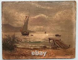 Painting Painting By Emile Louis Julien Nerlot (1865-1943) Landscape Sailor Boats