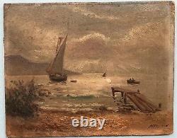 Painting Painting By Emile Louis Julien Nerlot (1865-1943) Landscape Sailor Boats