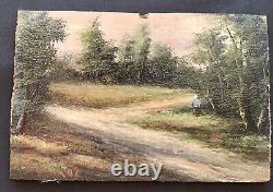 Painting Painting Oil A Bonnaud Panel Landscape Forest Character Xixth