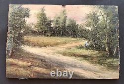 Painting Painting Oil A Bonnaud Panel Landscape Forest Character Xixth