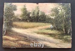 Painting Painting Oil A Bonnaud Panel Landscape Forest Character Xixth