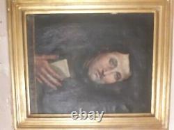 Painting Painting Oil On Canvas Portrait Old Frame Gilded Wood