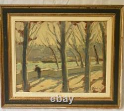 Painting Painting Oil On Wood Landscape (seine Quay, Paris) R. Fleurent