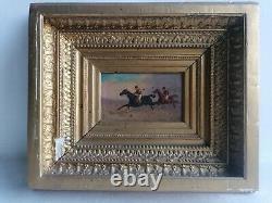 Painting Painting Oil On Wood Theodore Fort 1810-1896 Horse Horse Horses