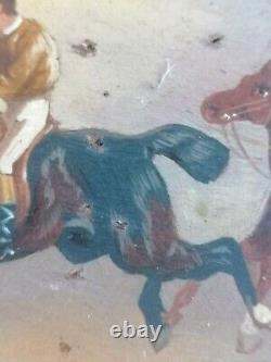 Painting Painting Oil On Wood Theodore Fort 1810-1896 Horse Horse Horses