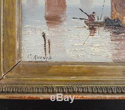 Painting / Painting On Panel, Marine Signed C. Kusner, Very Beautiful Frame, XIX