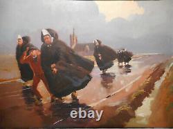 Painting Painting Painter Jean Marec Breton Landscape Breton Church Brittany