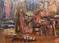 Painting Panel 20th Century Jean Lair Tavern Scene Rare Old Expressionism