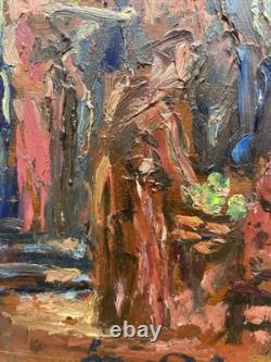 Painting Panel 20th Century Jean Lair Tavern Scene Rare Old Expressionism