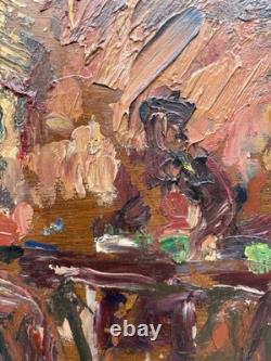 Painting Panel 20th Century Jean Lair Tavern Scene Rare Old Expressionism