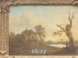 Painting Signed Charles Towne Rest Near Pond Oil Painting On Wooden Panel