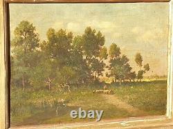 Painting Signed Ernest Guillemer. Trolley On The Way Oil Painting On Panel