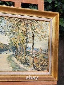 Painting Signed J Peraini Landscape Nature Painting Oil On Wood Panel