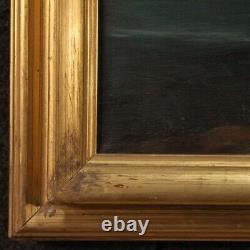 Painting Signed Landscape Painting Oil Canvas Style Antique Frame Golden Wood 900