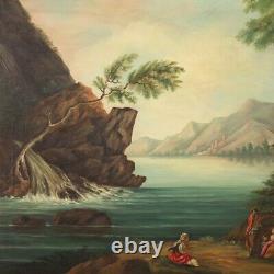 Painting Signed Landscape Painting Oil Canvas Style Antique Frame Golden Wood 900