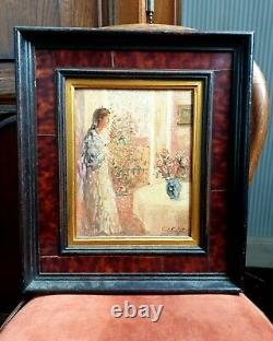 Painting Signed Paul Flaubert Girl With Flowers / Woman With Bouquet