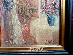Painting Signed Paul Flaubert Girl With Flowers / Woman With Bouquet