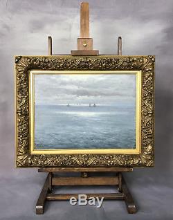 Painting Signed R. Caillot / Oil On Panel (sea Landscape) Superb Frame