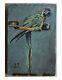 Painting Signed Table Old Oil, Parrot, Bird,