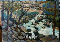 Painting Table Oil On Canvas R. Thuillier Torrent Cubist Wood Fauviste