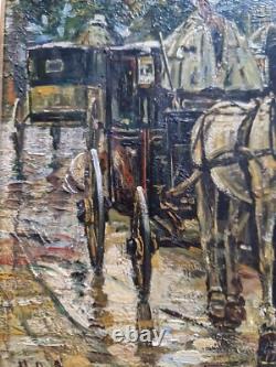 Painting Table Paris Horse-drawn Carriage