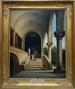 Painting Troubadour Knight Scene Wedding Castle Gallery French Chapel 19th