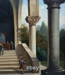 Painting Troubadour Knight Scene Wedding Castle Gallery French Chapel 19th