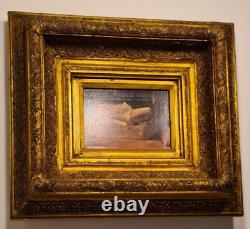 Painting, Vintage Golden Frame Wood/platter +oil Painting On Canvas/fr