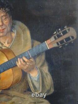 Painting Xx-portrait of a Gypsy with a Guitar-with the Spirit of the Young Manitas De Plata