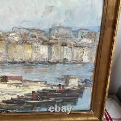 Painting by Hsb of the port of Marseille Lombard 20th century